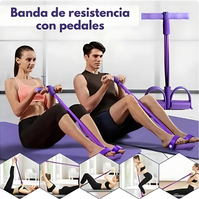 Banda de resistencia con pedales - Ejercicio completo en casa
