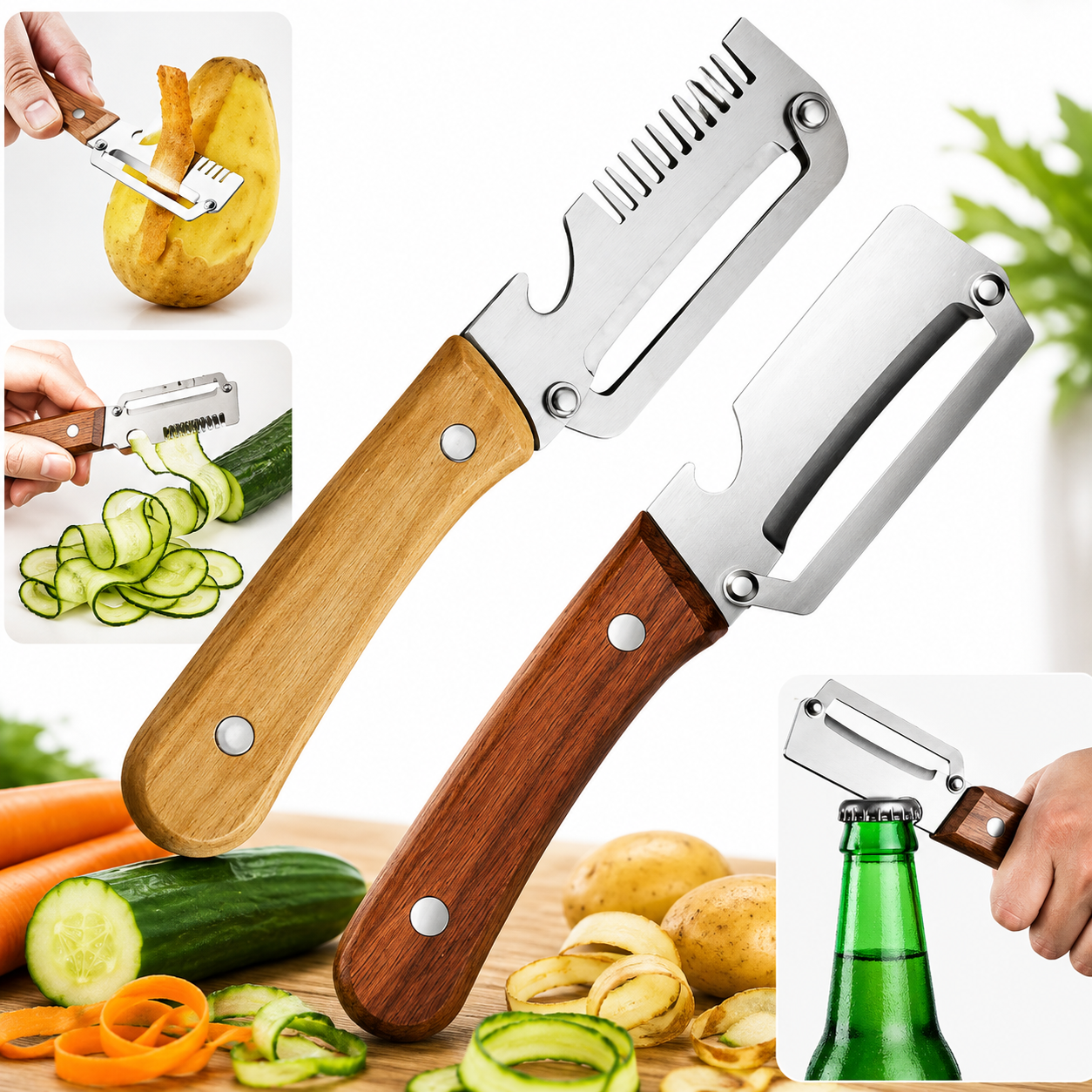 QuickPrep - Cortador y Pelador 3 en 1 – Agiliza la preparación de tus comidas desde el primer día.