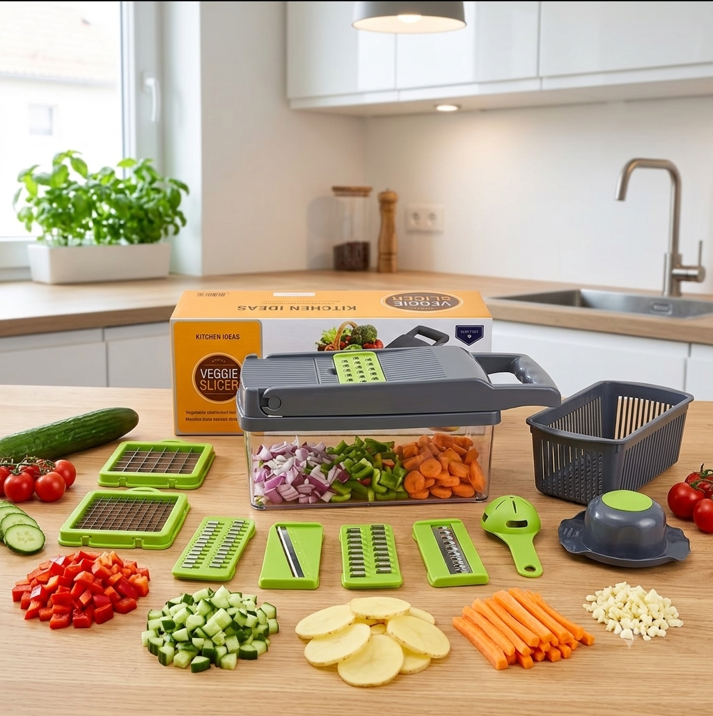 KitchenExpress - Corta y Ralla con Precisión – Cocina más rápido y sin esfuerzo.