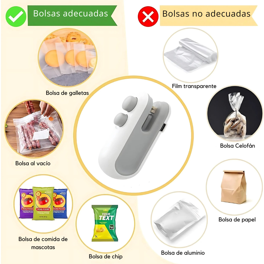 Mini Sellador Térmico de Bolsas – Sella y conserva alimentos – Conserva el sabor y textura de tus alimentos