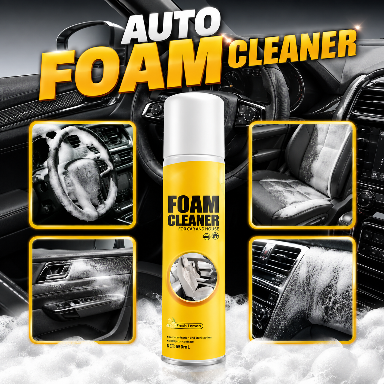 PACK 3 X 2! - Auto Foam Cleaner - Limpia Asientos, Alfombras y Paneles - Deja tu Auto Visiblemente Más Limpio