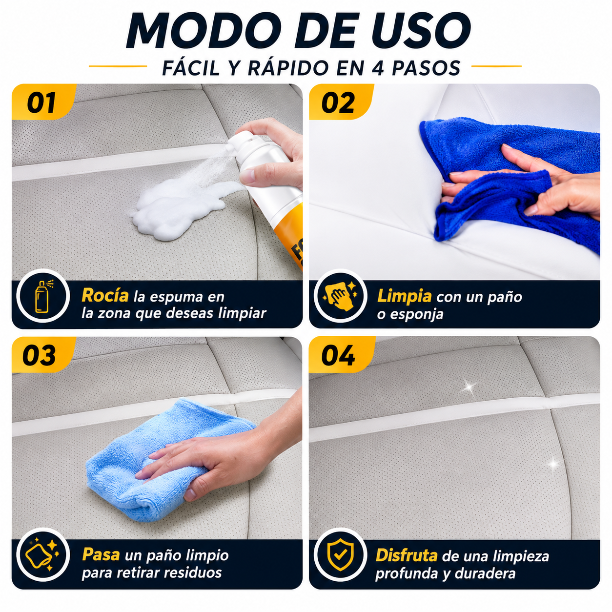 PACK 3 X 2! - Auto Foam Cleaner - Limpia Asientos, Alfombras y Paneles - Deja tu Auto Visiblemente Más Limpio