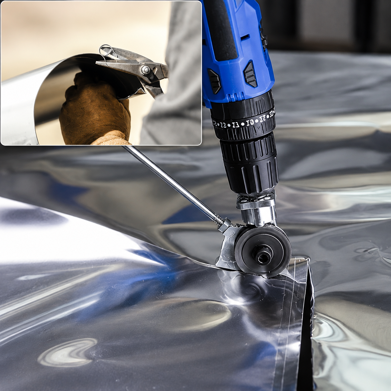 DrillCutter Pro – Cortador de Láminas para Taladro – Corta láminas de metal con el taladro que ya tienes desde el primer uso