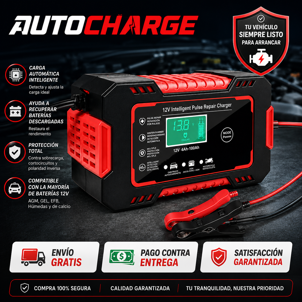 AutoCharge - Mantén tu vehículo listo para arrancar cuando más lo necesites.