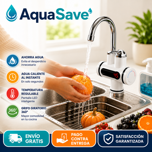 AquaSave - Obtén agua caliente en segundos sin instalar un calefón ni hacer remodelaciones.