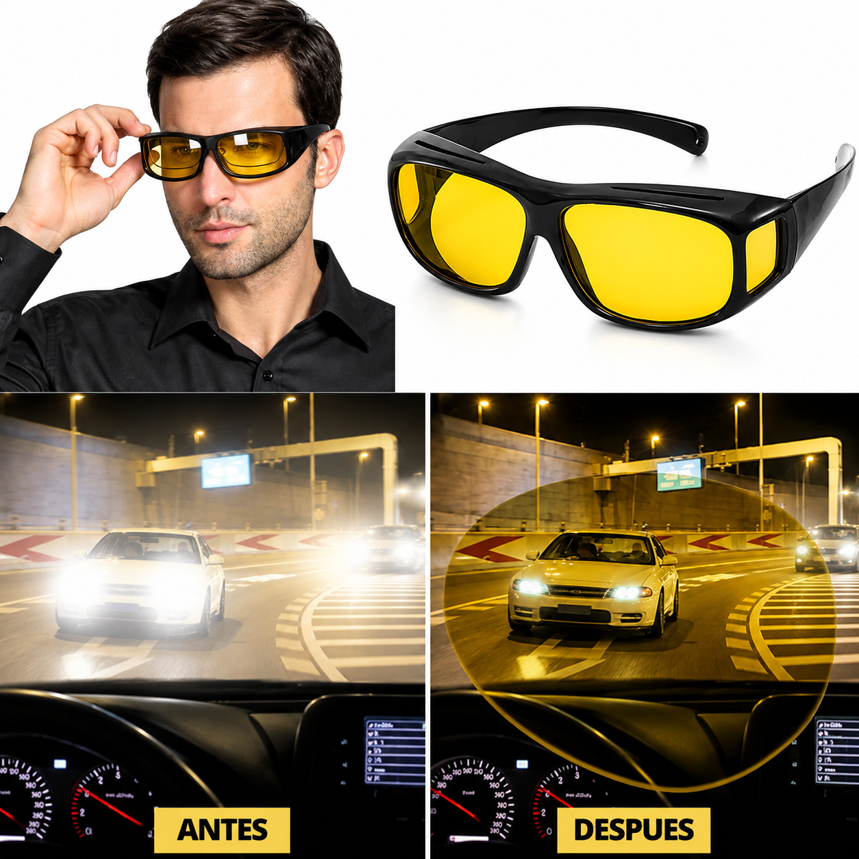 VisionDrive Pro – Filtra Reflejos – Disfruta una conducción más segura de día y de noche al instante.