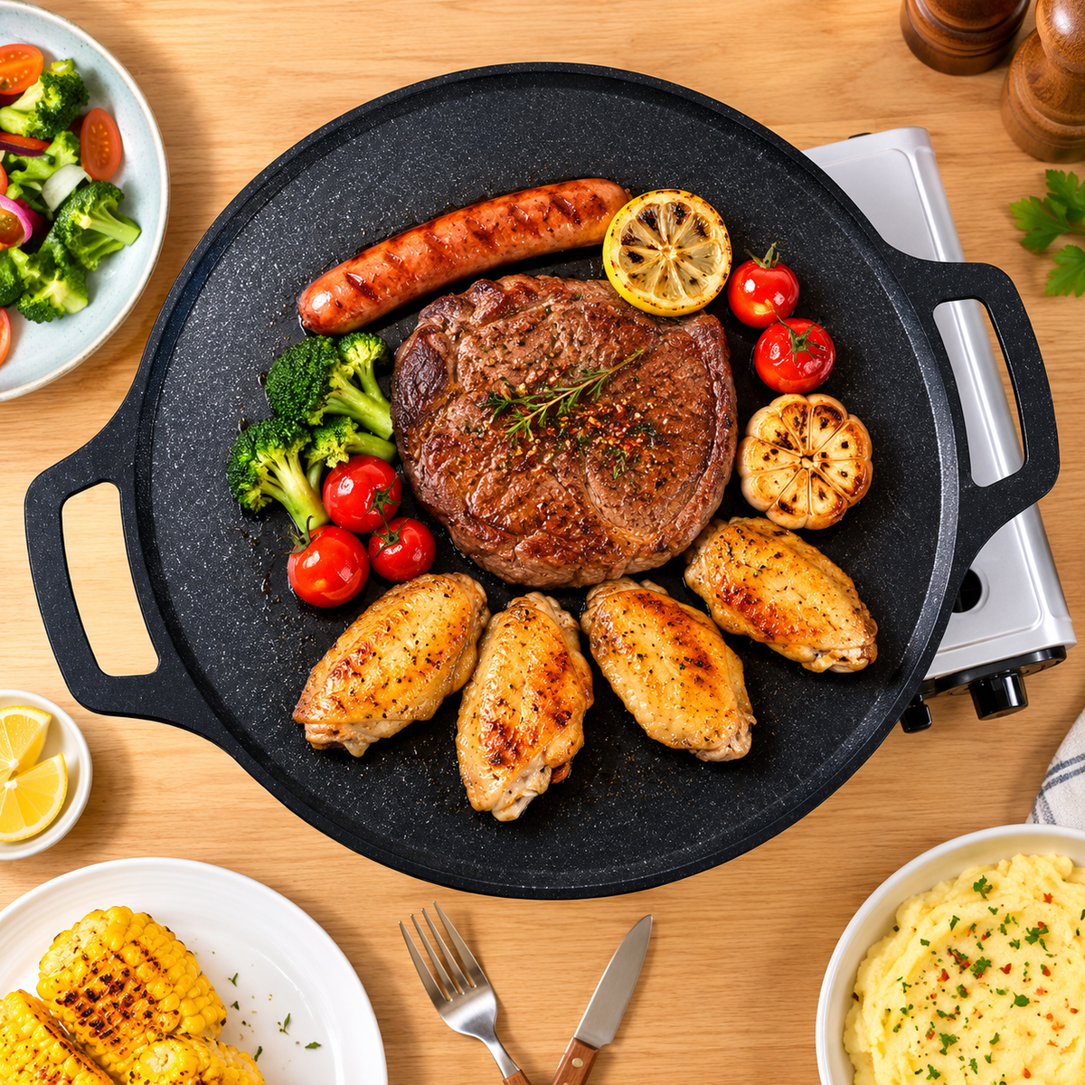 FamilyGriddle - Budare Multi-porción - Cocina Todo de Una Vez