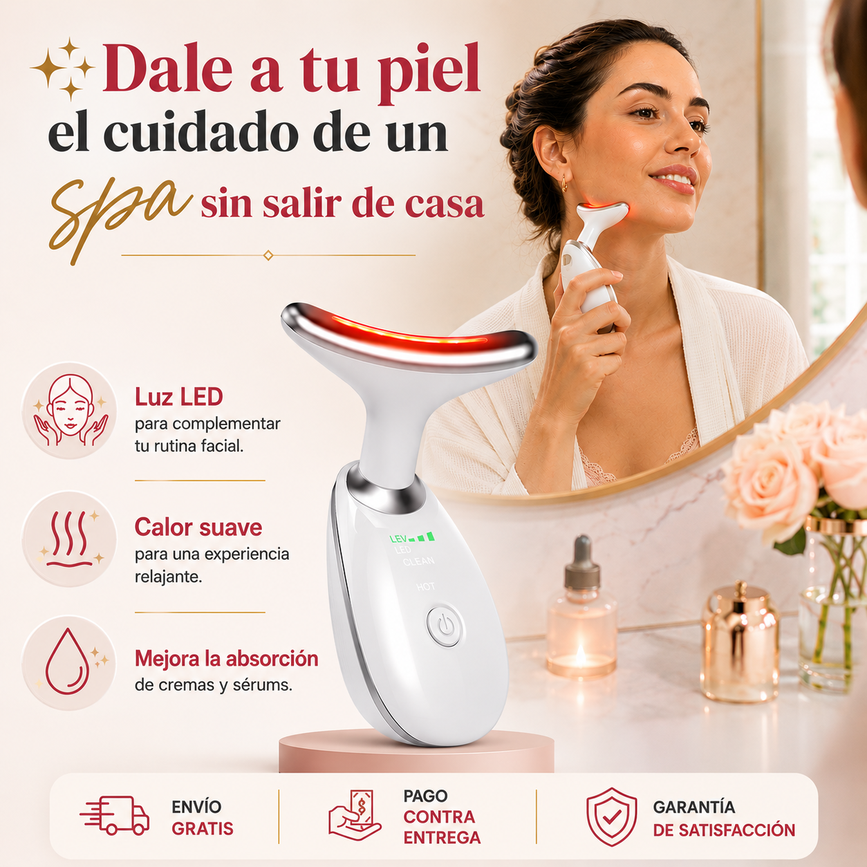 GlowLif Masajeador Facial - Convierte tu rutina de skincare en una experiencia de relajación