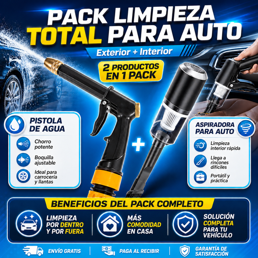 PACK 2 en 1! - Pistola de Agua + Aspiradora - LIMPIA TU AUTO POR DENTRO Y POR FUERA