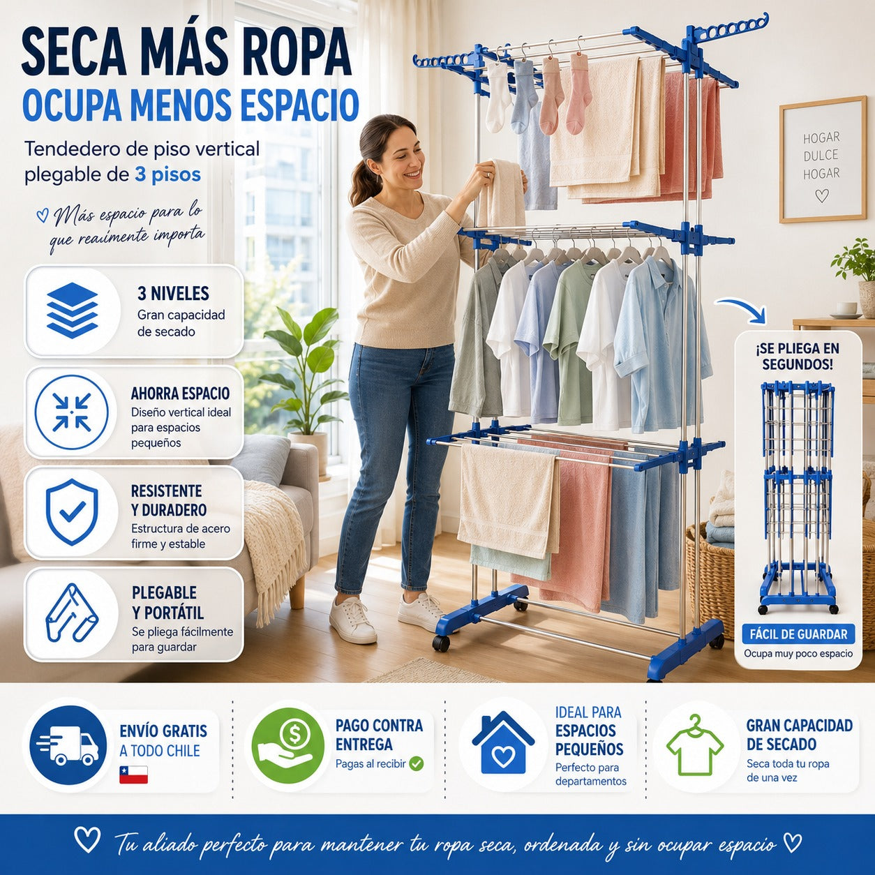TenderMax – Organiza tu Hogar – Más ropa seca en menos espacio