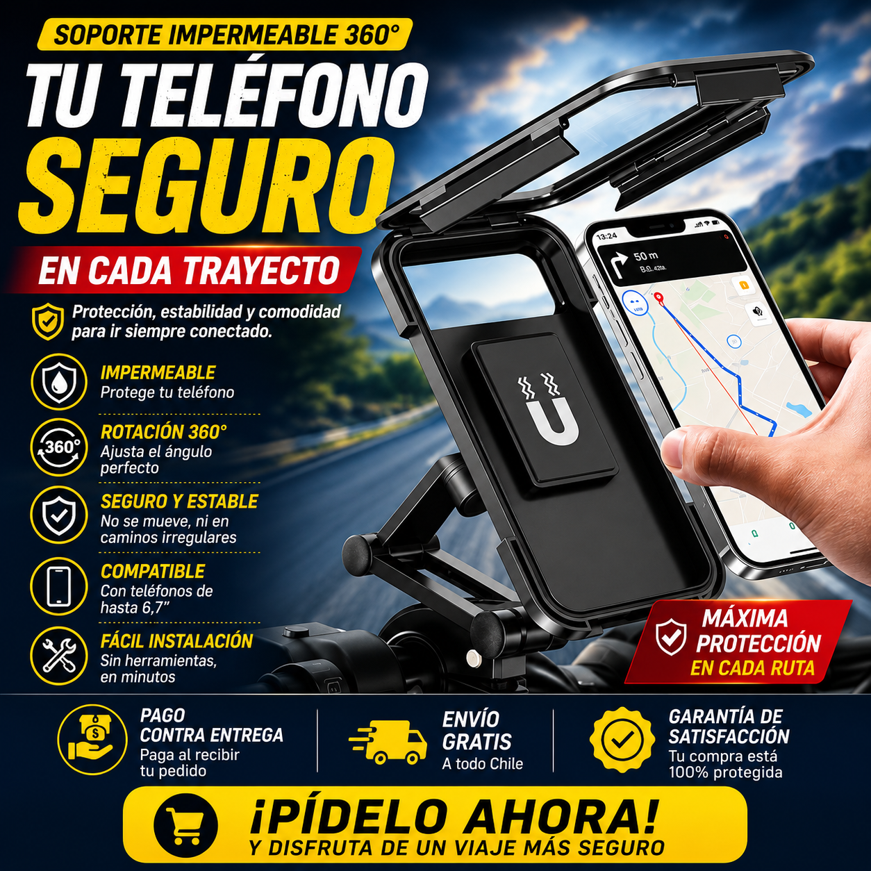 RainGuard Pro 360 – Soporte Impermeable para Moto y Bicicleta